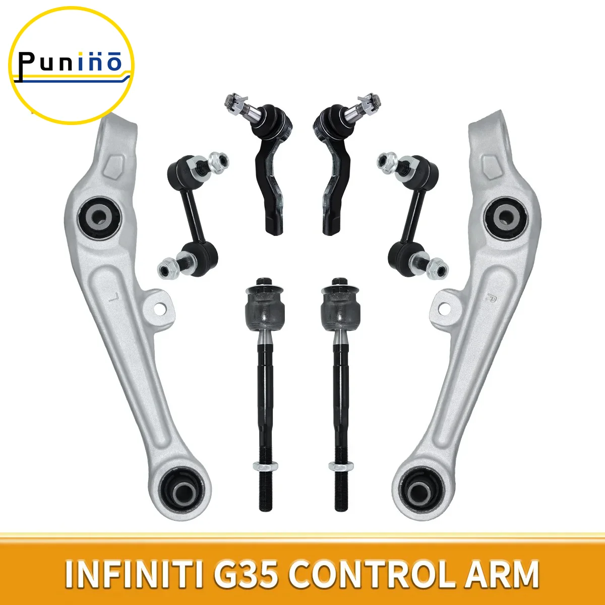 Punino Front Lower Control Arm Ball Joint Stabilizer Link 8pcs Set for Infiniti G35 2003 2004 2005 2006 2007 2008 2009