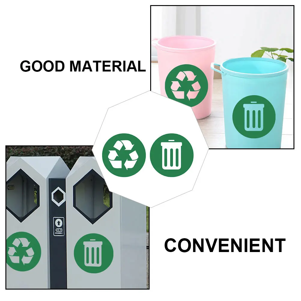 

2pcs Wall Stickers PVC Waste Sorting Waterproof Round Labels Adhesive Trash Signs Recycling Bins Decals Environmental