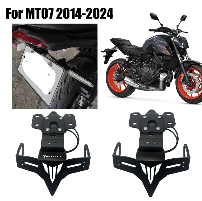 

For Yamaha MT-07/FZ-07 2013-2023 Motorcycle License Plate Holder Fender Eliminator Registration Bracket With LED MT07