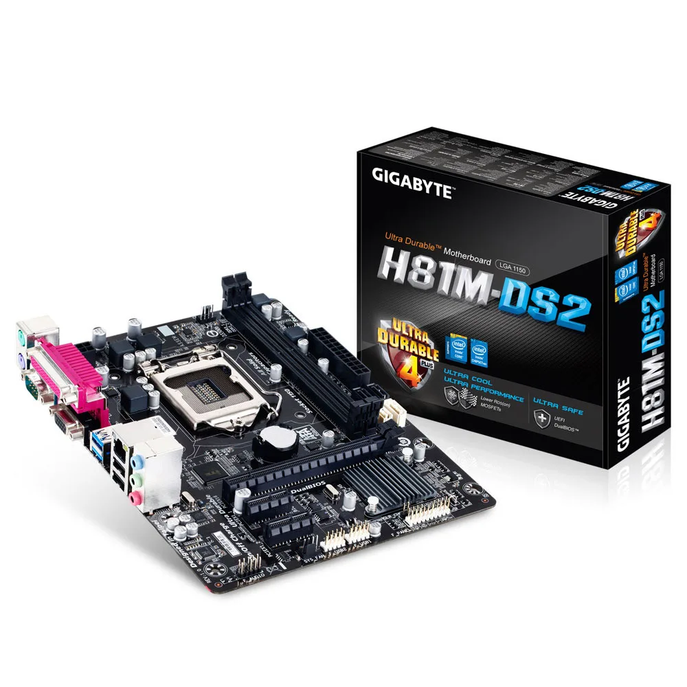 

Новая материнская плата Gigabyte GA-H81M-DS2 для Intel H81 DDR3 USB3.0 16 ГБ LGA 1150 H81M DS2 настольная материнская плата