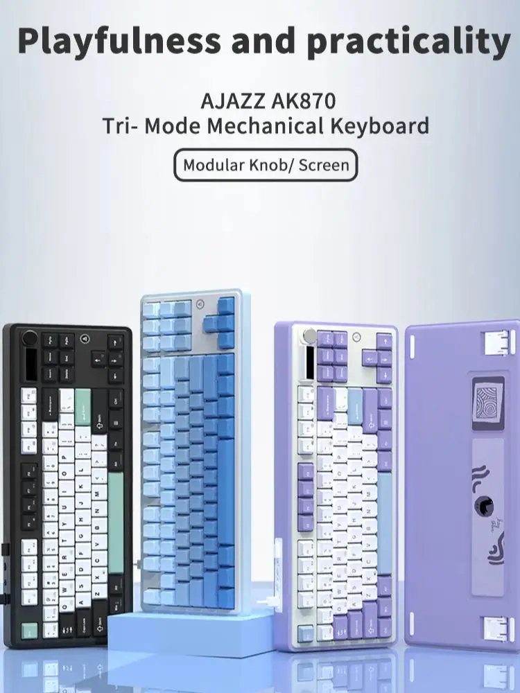 

AJAZZ AK870 3-Mode Mechanical Keyboard, Portable Compact for Gaming & Office