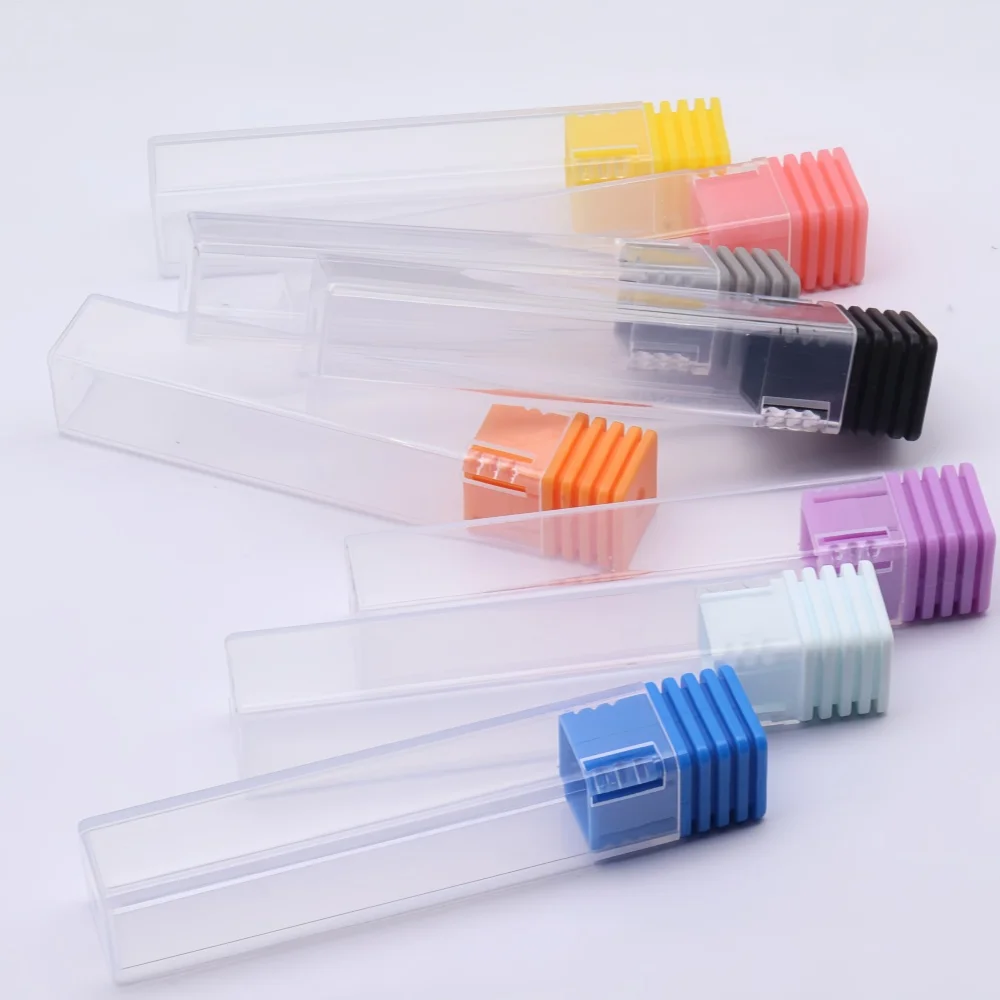 20 Pcs 2.35mm Nail Drill Bit Storage Box – Square Tube Organizer Case, 10 Colors Available