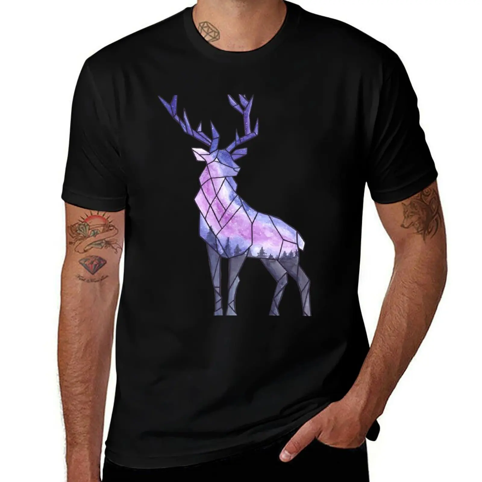 

Geometric Watercolor Galaxy Stag T-Shirt man tshirt funny t shirts dark humor T-Shirt
