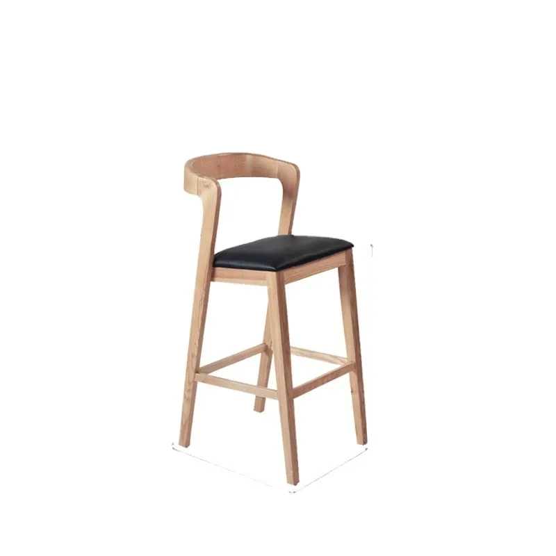 Home Wooden Bar Chair Backrest Kitchen Dinning Modern Designer Bar Stool Counter High Lounge Tabourets De Bars Room Furnitures