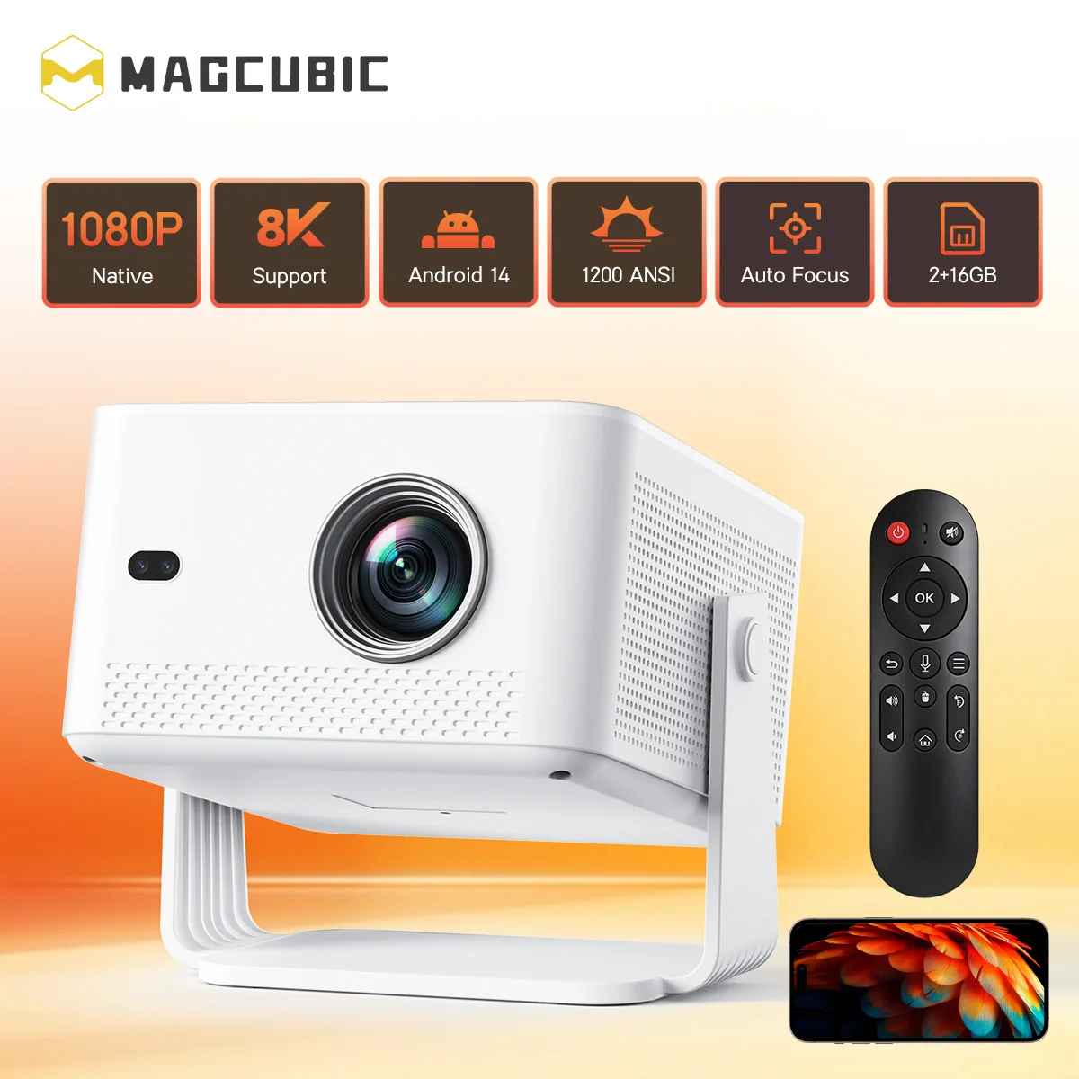 Magcubic M800 1200ANSI Android 14 Tragbarer Outdoor-Projektor 1080P Autofokus 8K-Unterstützung WIFI6 Beam Mini-Projektor