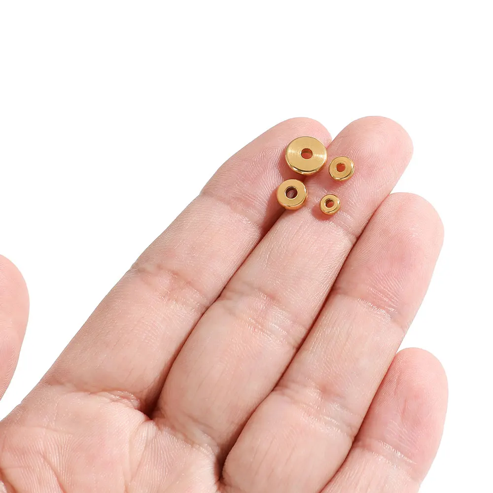 50Pcs 20Pcs 4/5/6/8/10MM Flat Round Spacer Beads Stainless Steel Loose Beads for DIY Bracelet Jewelry Making