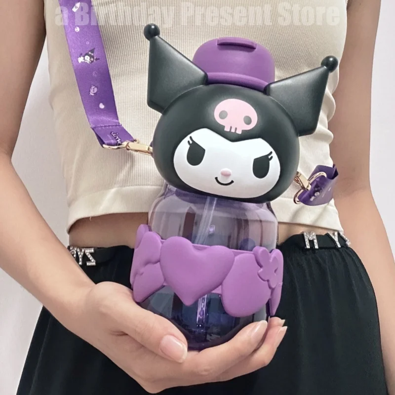 

Sanrio Kuromi Melody Аниме Фигурка периферическая чашка для воды студенческий чайник соломенный мультяшный Тритан большой емкости милые подарки для детей