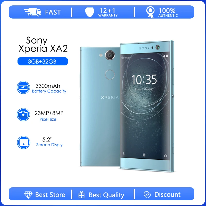 sony xperia xa2 h3113 remodelado original desbloqueado telefone android octa nucleo 52 celular 3gb ram 32gb rom 23mp 4g smartphone 01