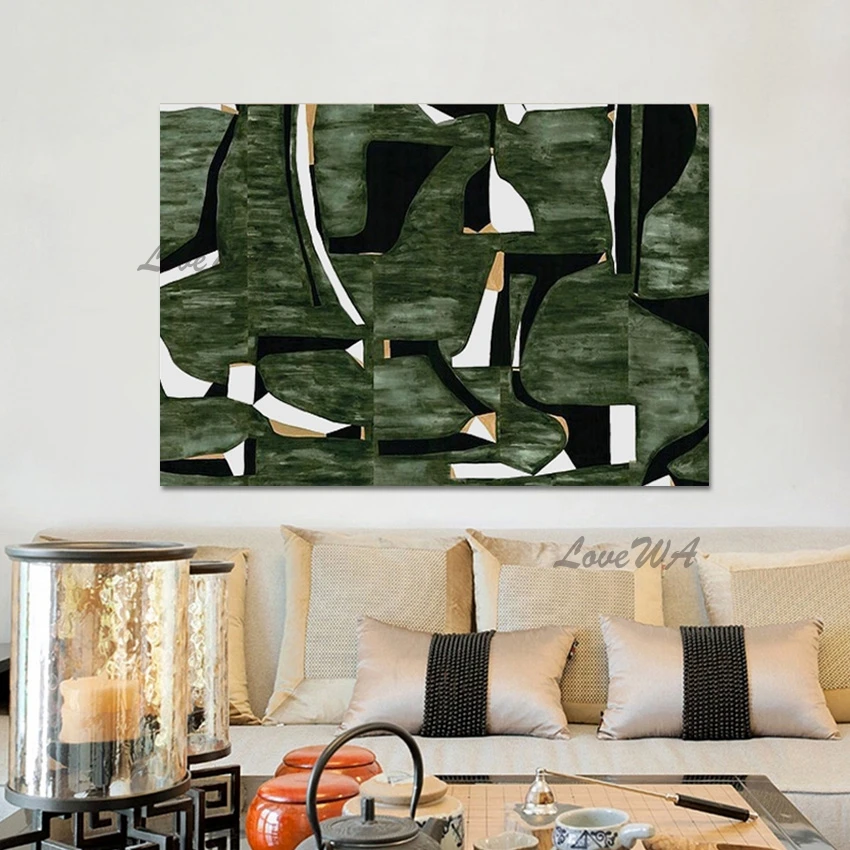 

Nordic Decor Modern Art Abstract Canvas Roll Design Wall Paintings For Living Room Frameless Green Acrylic Handmade Picture