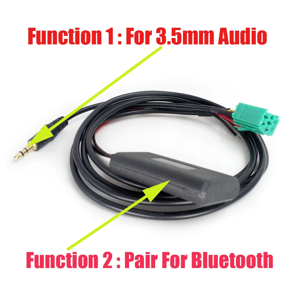 Biurlink-dispositivo de Audio para coche, adaptador Bluetooth, conector macho de 3,5 MM a Mini conector ISO de 6 pines para Renault, lista de actualización estéreo