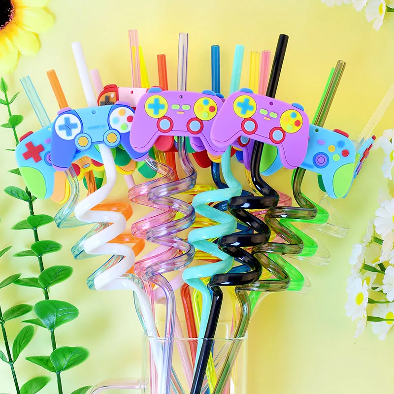12pcs video game-themed party straws, perfect for holiday parties, birthday parties, wedding parties, and decorations