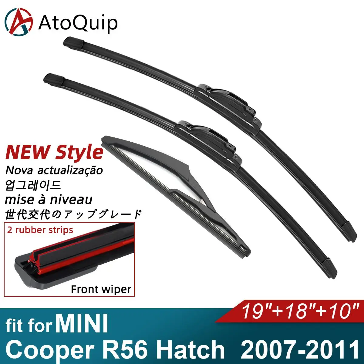 

Double Rubber Car Wiper Blades for 2007-2011 MINI Cooper R56 Hatch Front Rear Windshield Wipers Car 2007 2008 2009 2010 2011