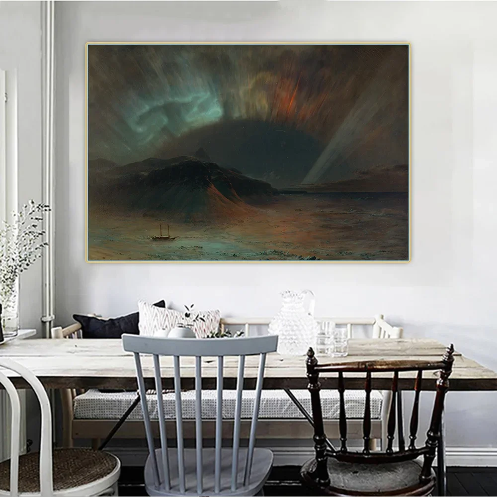 Citon Frederic Edwin Church《Aurora Borealis》Canvas Art Oil Painting Artwork Poster Picture Backdrop Wall Decor Home Decoration