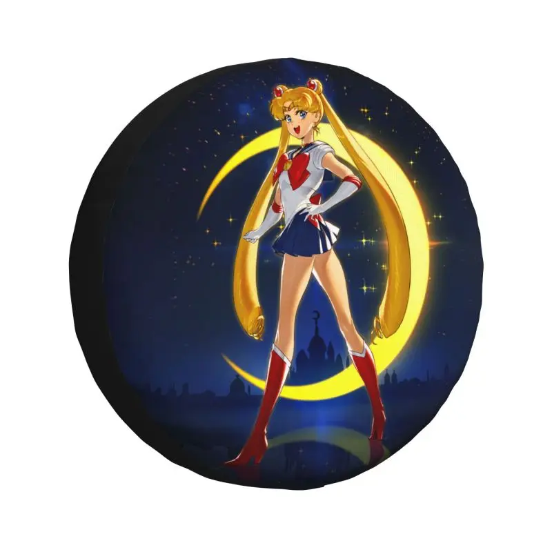 Custom Japanese Shojo Manga Sailor Spare Tire Cover for Honda CRV Anime Moon Girl 4WD 4x4 Trailer Car Wheel Protectors