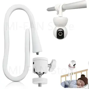 Bilashmart Baby Monitor Bed Bracket Camera Mount Camera Holder 1/4 Screw Flexible Clip Hose Holeless Mounting CCTV Phone Stand