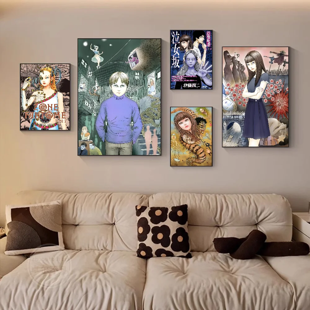 Horror Anime Junji Ito Movie Self-adhesive Art Poster Whitepaper Prints Posters Artwork Home Decor