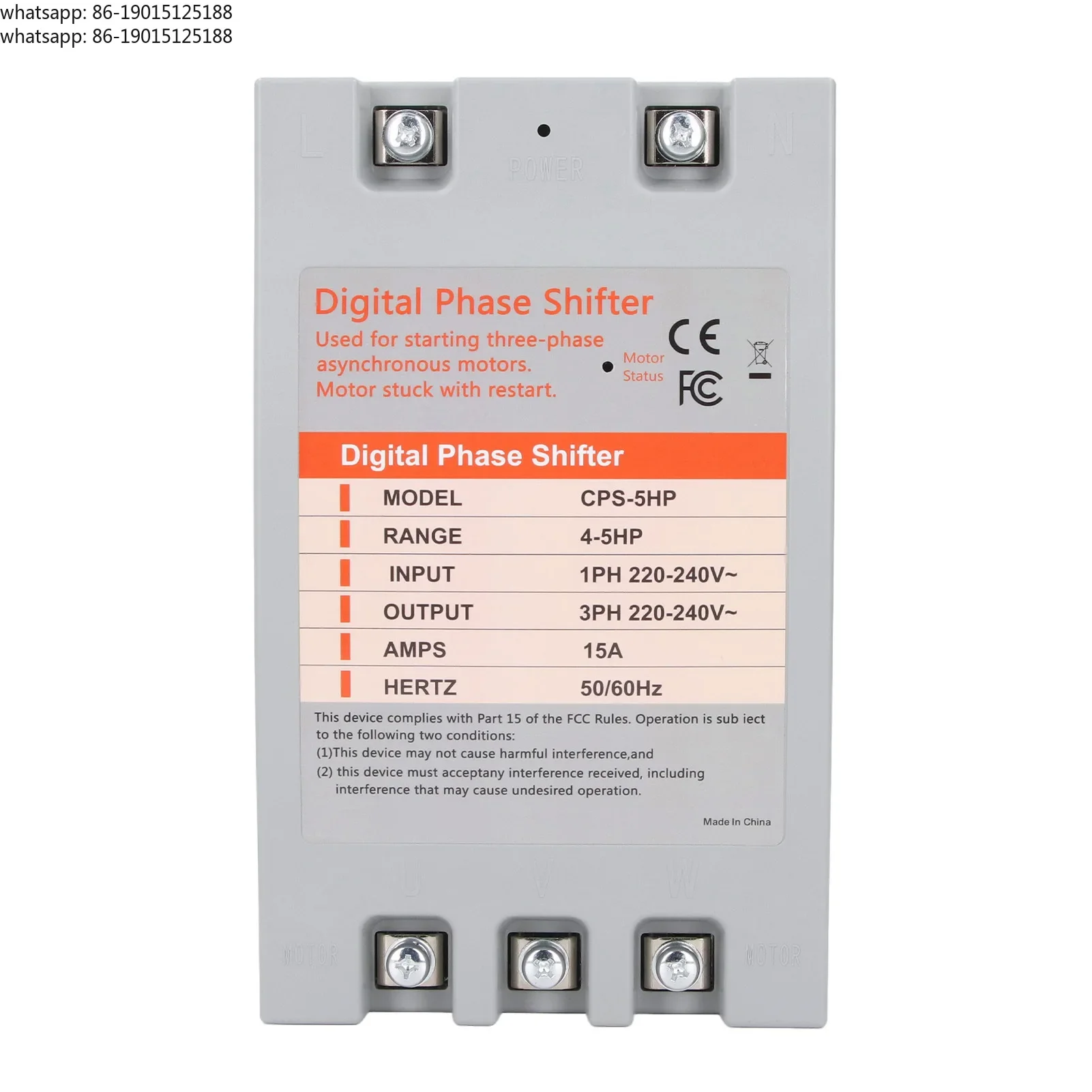 Single Phase Converter for 3 Phases 4 to 5 Horse Power Digital Phase Converter 2.2 to 3.7 kw 220-240VAC Digital Phase Shifter