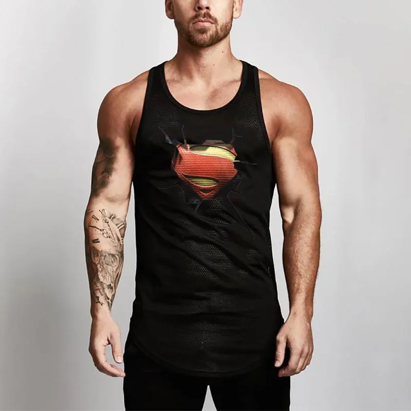 Fashion Casual Mesh Mens Tank Top Fitness Brand Workout Singlets Sleeveless  Bodybuilding Gym Tanktops Vest Stringer Undershirt