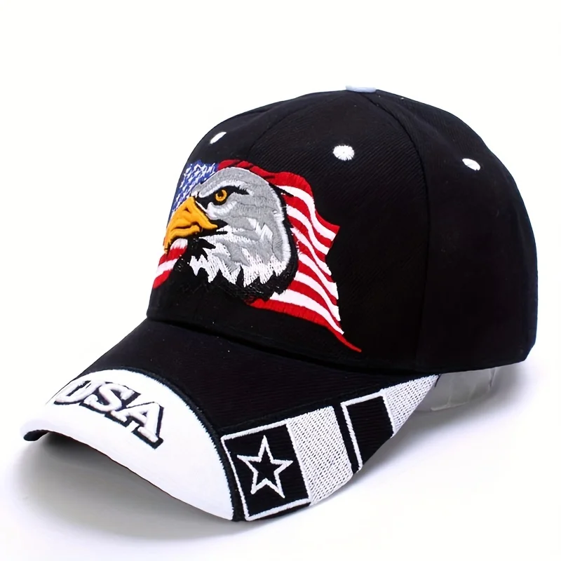 American Flag Eagle Embroidered Baseball Hat Casual Breathable Sports Hat Outdoor Sunscreen Dad Hat unisex