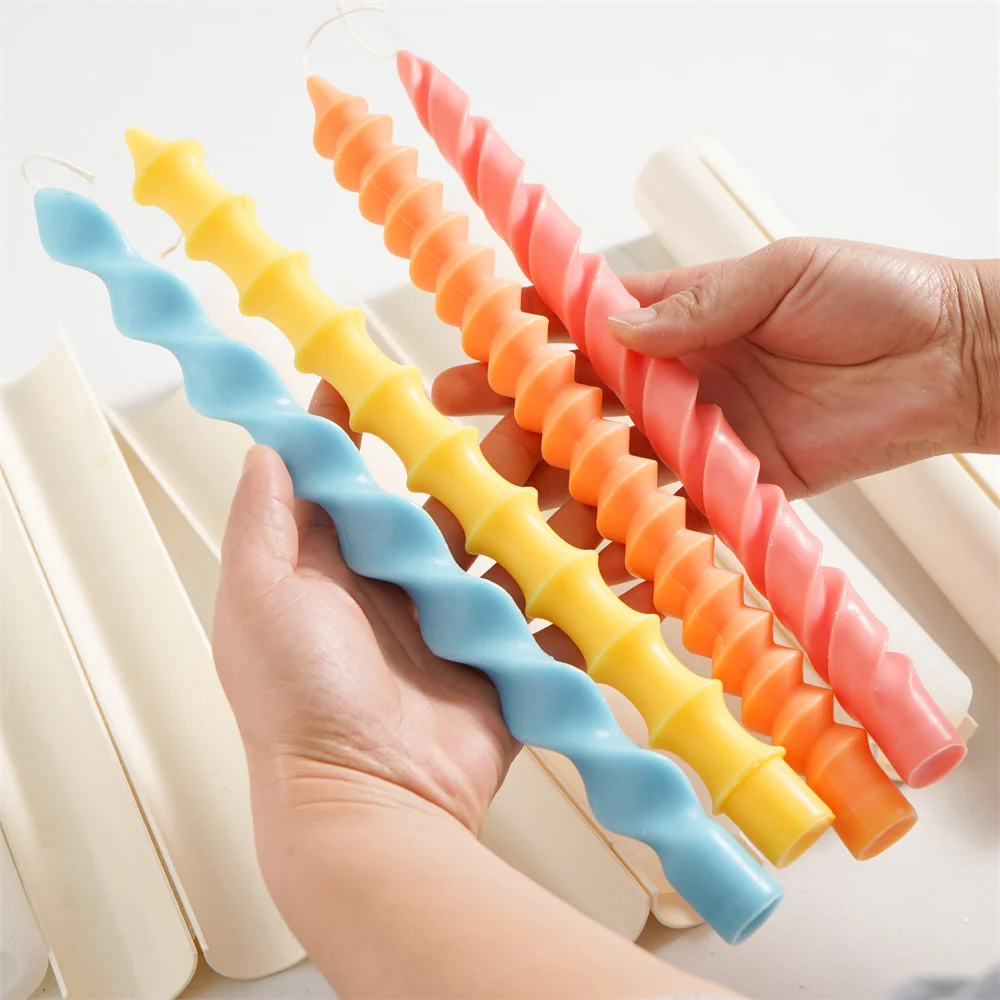 Twisted Taper Candle Molds Long Spiral Silicone Molds for Candle DIY Handmade Candle Making Supplies Home Decor