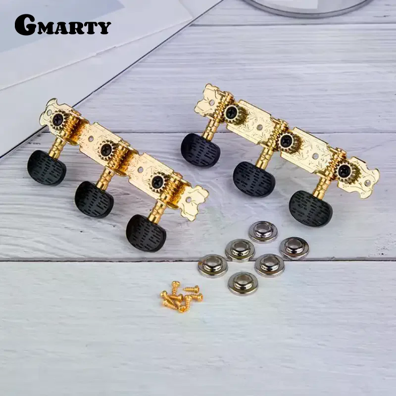 Classical Guitar Tuning Machine Heads 3L 3R 1 Pair Gold Plated Anti-Corrosion Tuning Pegs for Guitar Repair Shops