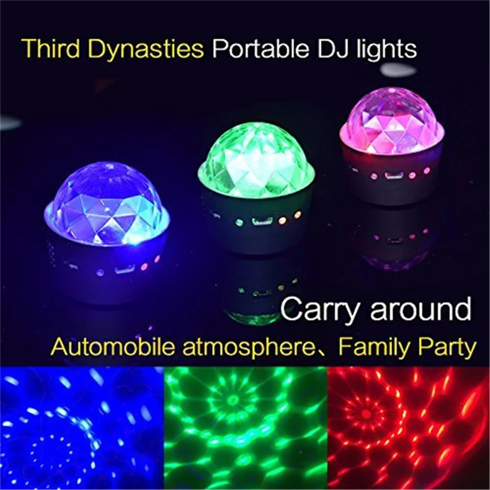 4pcs RGB DJ Mini Car Disco Ball Strobe Light USB Rechargable Protable Voice Activated Rotating Stage Party Lights Magic Lamp Lig