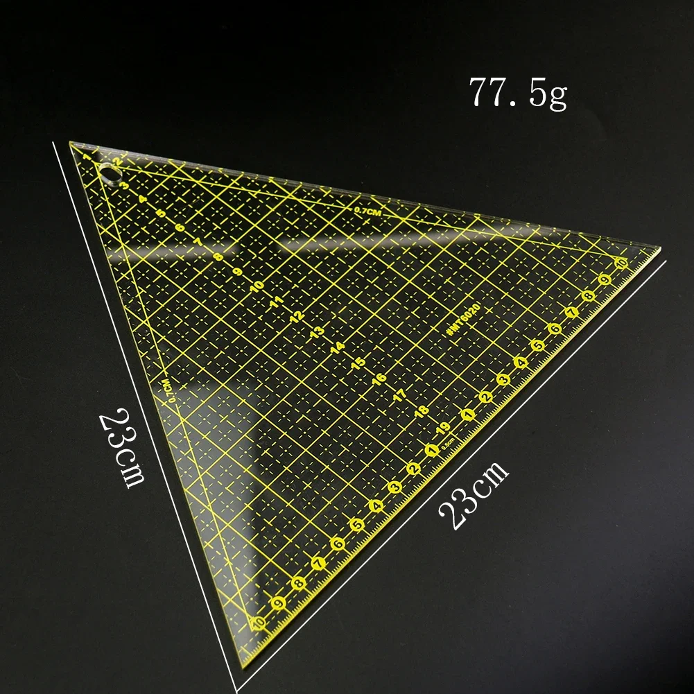 

Yellow Tricolour Transparent Graduated Triangle Acrylic Tailor's Ruler for Clothing Cutting, Sewing and Patchwork Tools