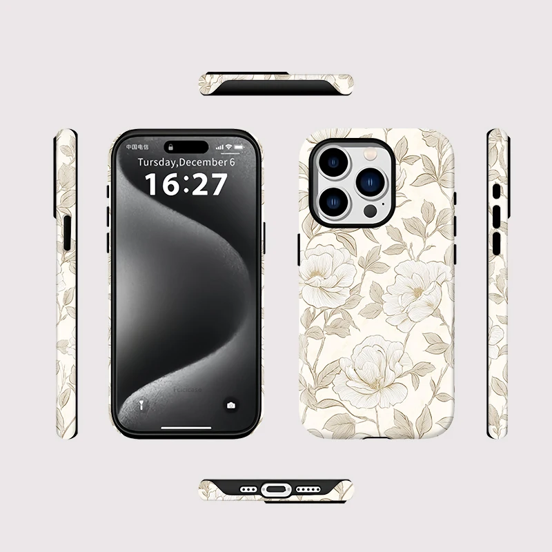 Fcicicase für Magsafe Magnethülle für iPhone 16 Plus 15 12 11 14 13 Pro Max, modisches Blumenmuster, Silikon-Acryl-Abdeckung