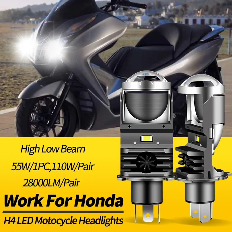 2PCS LED Headlight Bulbs H4 9003 HB2 High Low Beams Canbus For Honda VFR800 2002-2009 Elite 80 CH80 2001-2007 CB1000R 2011-2016