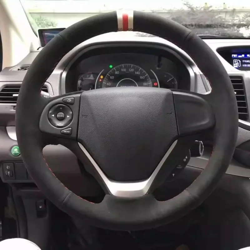 

Car Steering Wheel Cover Suede Leather For Honda Fit CRV Crider Civic Car Interior Accessories Original Steering Wheel Braid