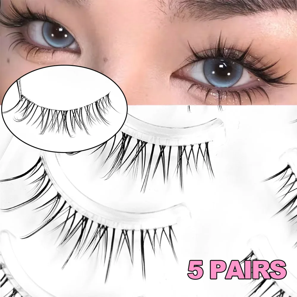 5 pairs of comic-style eyelashes  natural and comfortable  clear stems  eye decoration  for makeup  gentle 