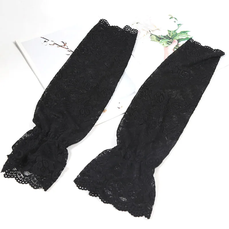 1Pair Lace Arm Sleeves Women Long Mesh Flower Arm Cover Sun Protection Fingerless Arm Cuffs Outdoor Driving Gloves