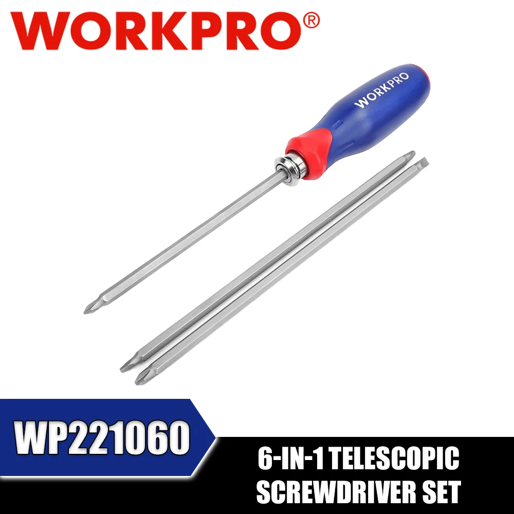 WORKPRO WP221060 6-IN-1 Telescopic Screwdriver Set Hand Tools