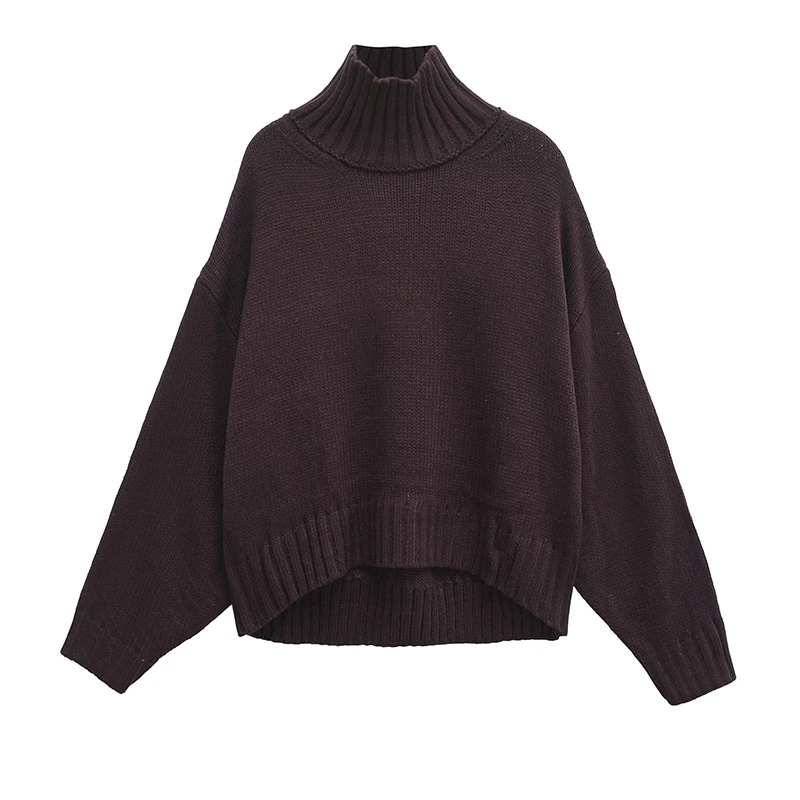 Autumn Winter Turtleneck Sweater For Women Long Sleeve Casual Loose Short Knitted Pullovers