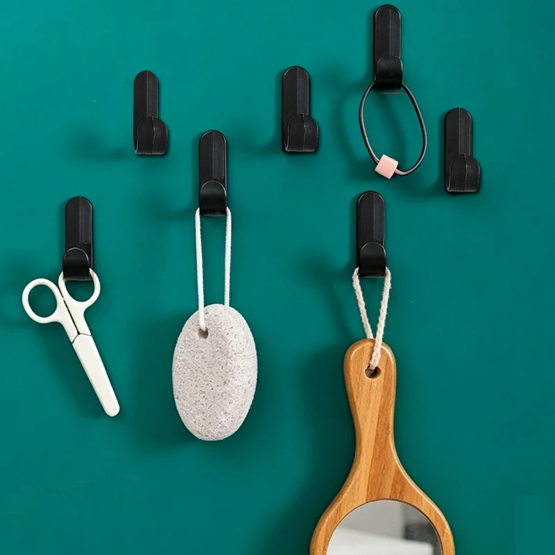 6Pcs Door-Back Adhesive Hook Key Hook J-Shaped Hook No-Drill Adhesive Hook Household Traceless