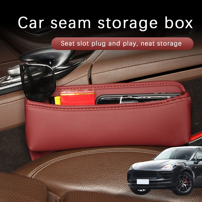 

Car Seat Gap Storage Box Driver Front Auto Seat Gap Filler Organizer Wallet Keys Card Storage Box For Porsche macan