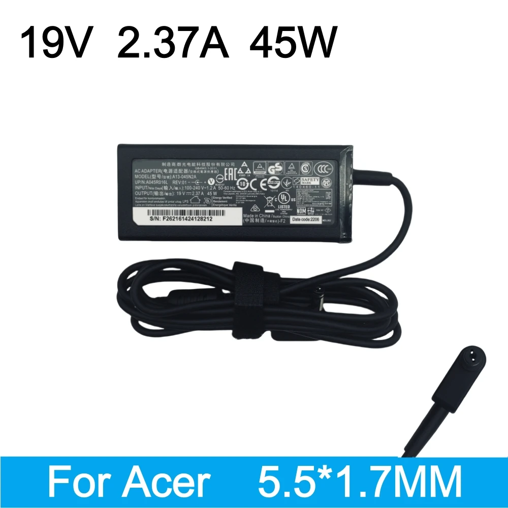 45W 19V 2.37A Power Adapter Laptop Charger For Acer Aspire ES1-512-C5S4 ES1-711-P3YR PA-1450-26 13-045N2A ADP-45HE B A045R021L