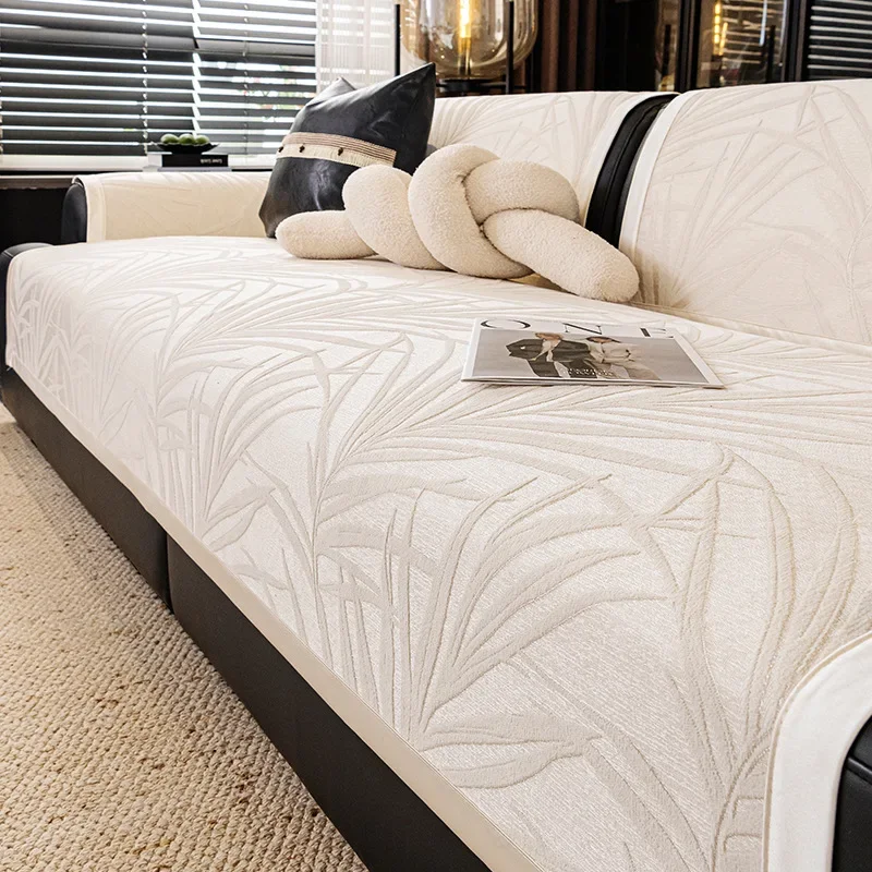 Chenille Sofa Pad All Season Anti Slip Thick Soft Wear Resistant Easy Care for Minimalist Living Room Sofa Protection Decoration