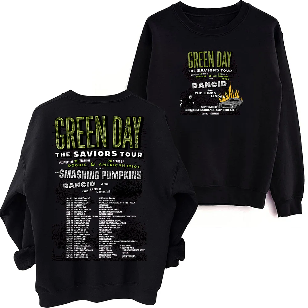 

Green Day The Saviors Smashing Pumpkins 2024 Tour Sweatshirt Harajuku Round Neck Long Sleeve Oversized Tops Fans Gift Tops