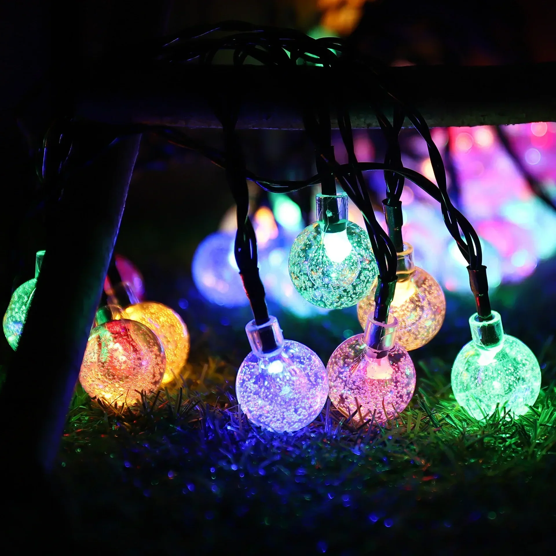 Solar Energy Gas-Bubble Light LED String Lamp Garden Decoration Warm and Romantic 5-12m Wire Length RGB 100LED Lamp Bulb