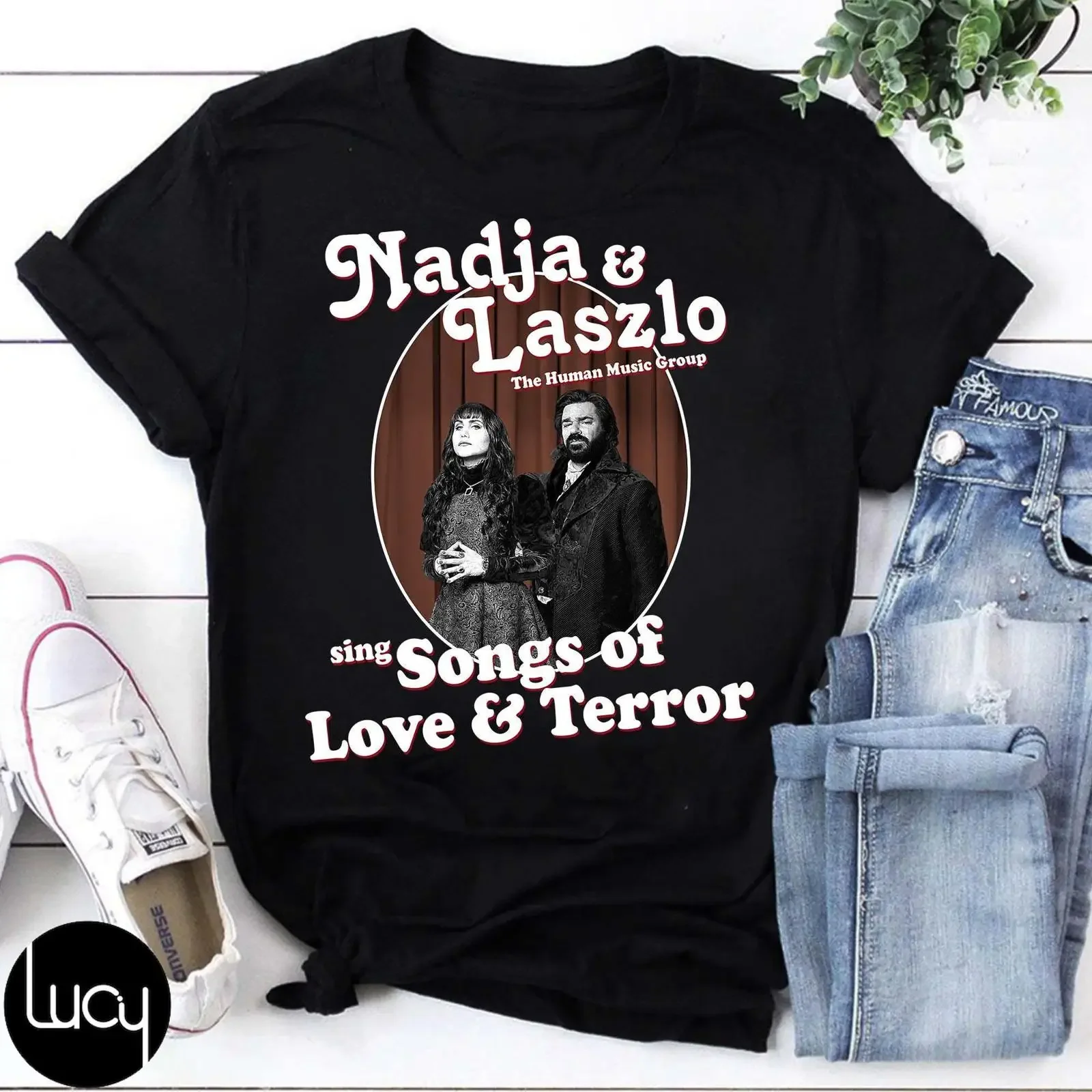 Nadja Laszlo Songs of Love Terror T Shirt What We Do in the Shadows WWDITS Gothic Vampire Couple TV Show Fan  vintage Washed