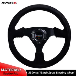 Sport Steering Wheel Suede Drift Sim Racing Game Steering Wheel Flat 6061-T6 Aluminum Frame 13Inch/330mm