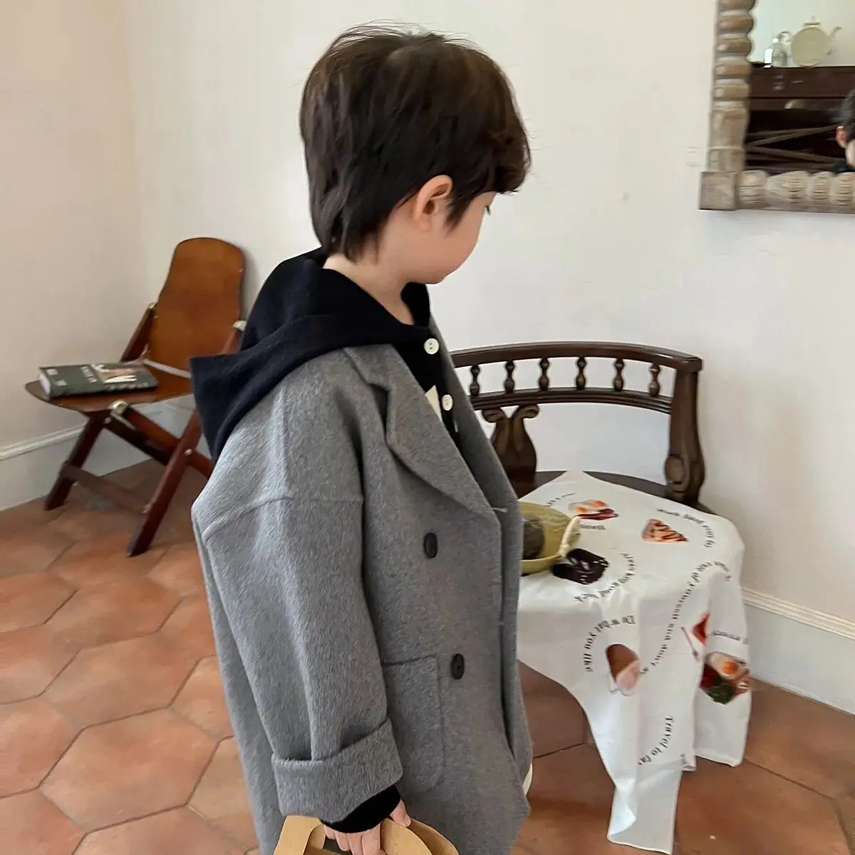 Children's Woolen Coat Autumn and Winter Boys' Double sided Cashmere Coat British Style New Korean Children's Clothing image 4