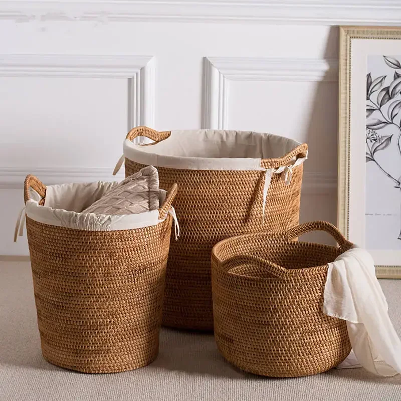 

Handmade Rattan Basket Organizer Storage Boxes Bins Rattan Laundry Baskets Fruit Basket Picnic Basket