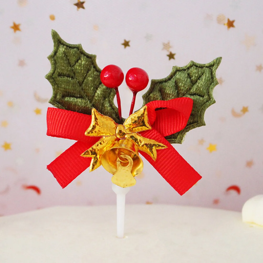 

10pcs Christmas Tree Wreath Cake Toppers 3D Bow Knot Cupcake Decor For Holiday Party Food Picks Christmas Cake Ornaments