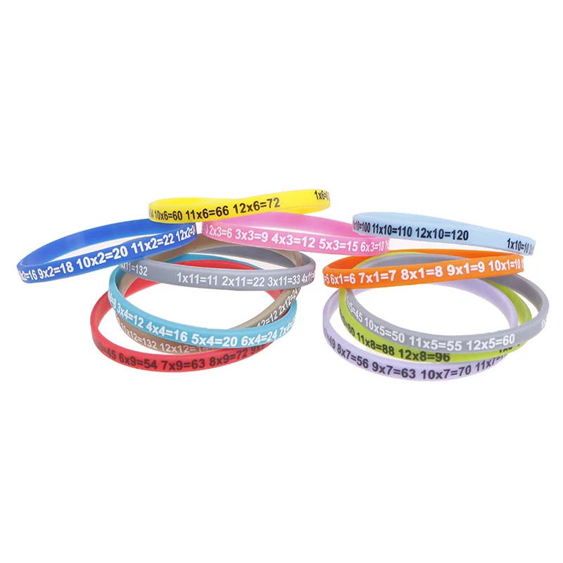 12Pcs/Set Multiplication Tables Soft Silicone Bracelet Learn Math Education Wristband For Kids Preschool Teaching Aids Math Toy