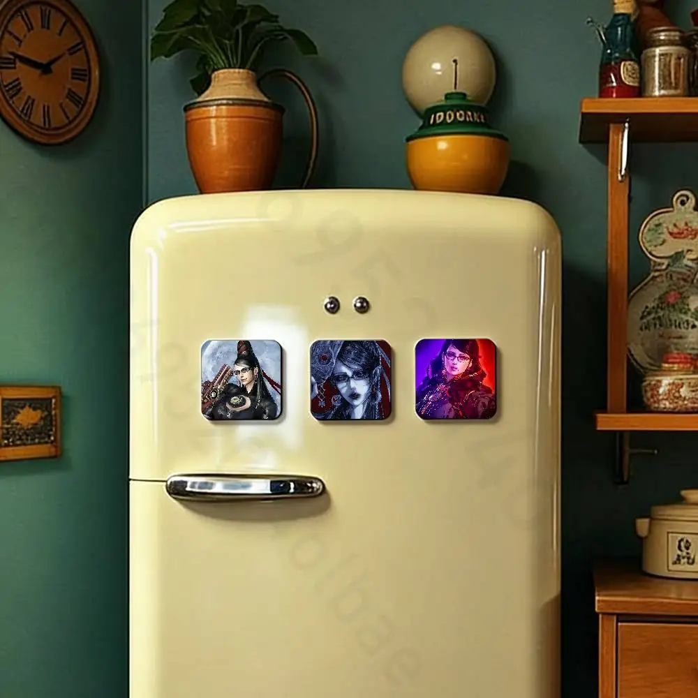 Game B-Bayonetta Custom Fridge Magnets Magnetic Refrigerator Memorial Gifts For Kitchen Office Locker Travel Home Deco