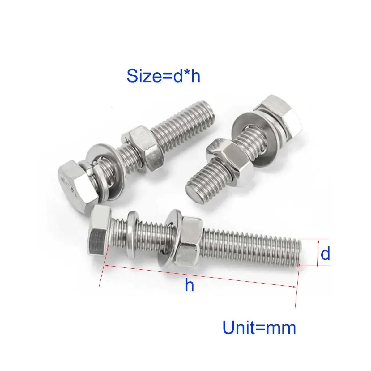 

304 Stainless Steel Outer Hexagonal Screw And Nut Set, M3M4M5M6