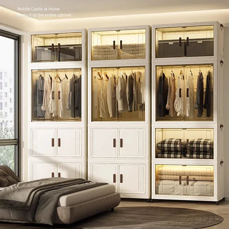 Folding Wardrobes Installation-free 's Wardrobe Home Living Room Toy Storage Cabinet Simple Rental Room Clothes Cabinet