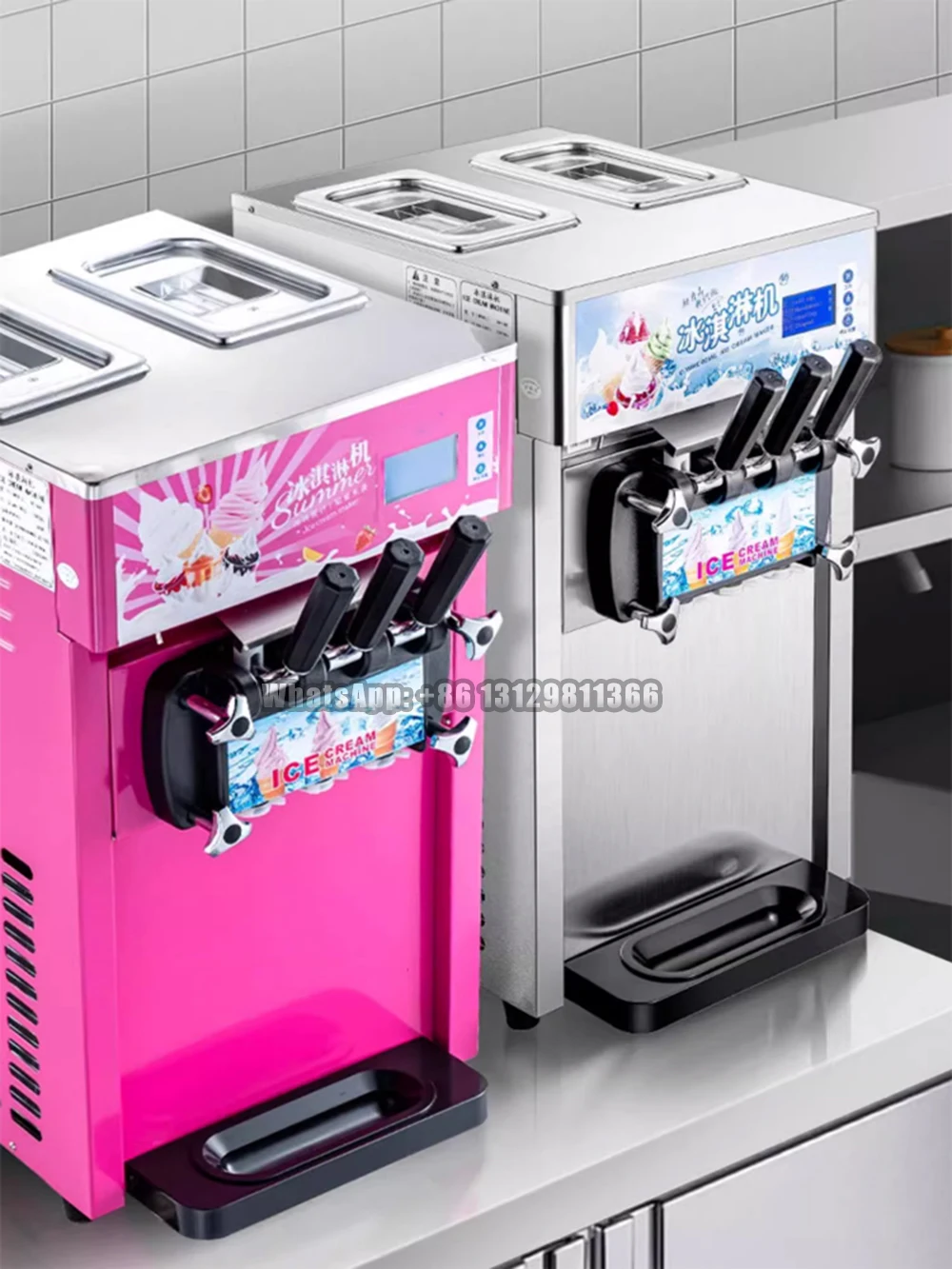 

Electric Soft Ice Cream Machine with 3 Different Flavors Fruit Freezer Hard Mixing Ice Cream Making Machine 220/110V